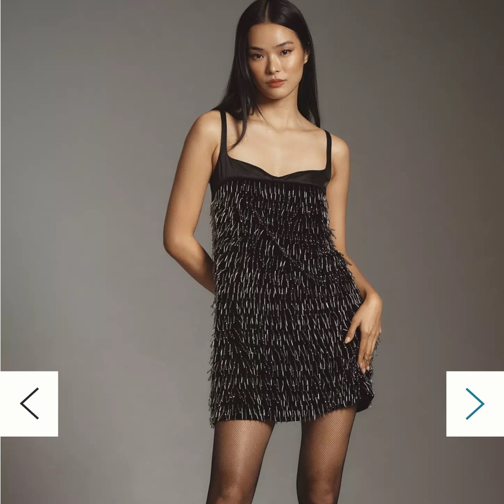 Anthropologie Sweetheart Fringe Shift Mini Dress